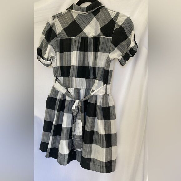 Plaid Black and White Mini Shirt Dress Tunic Small - Picture 3 of 5